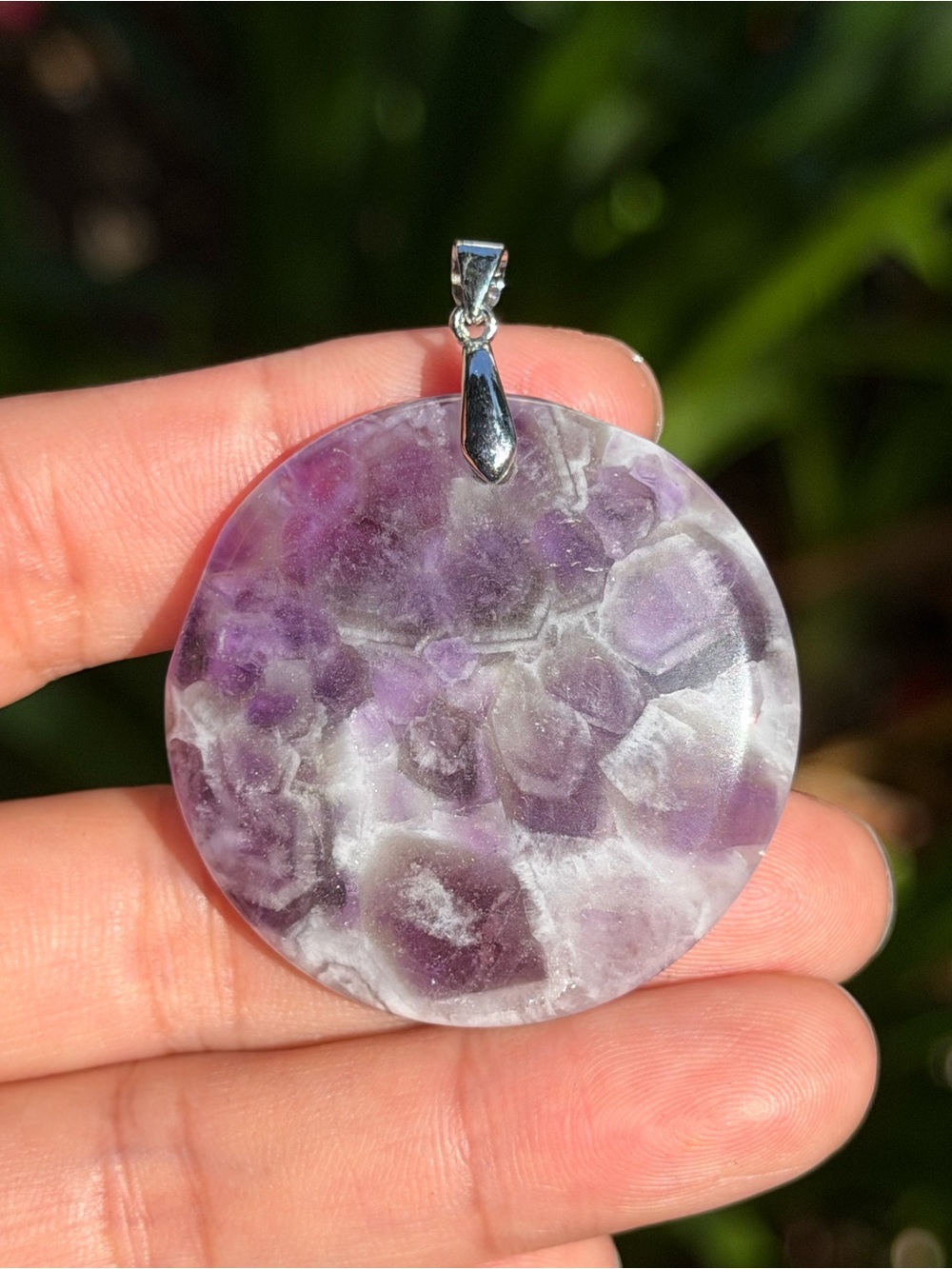 Purple Dream Amethyst Round Pendant Necklace 925 Silver Plated 2572